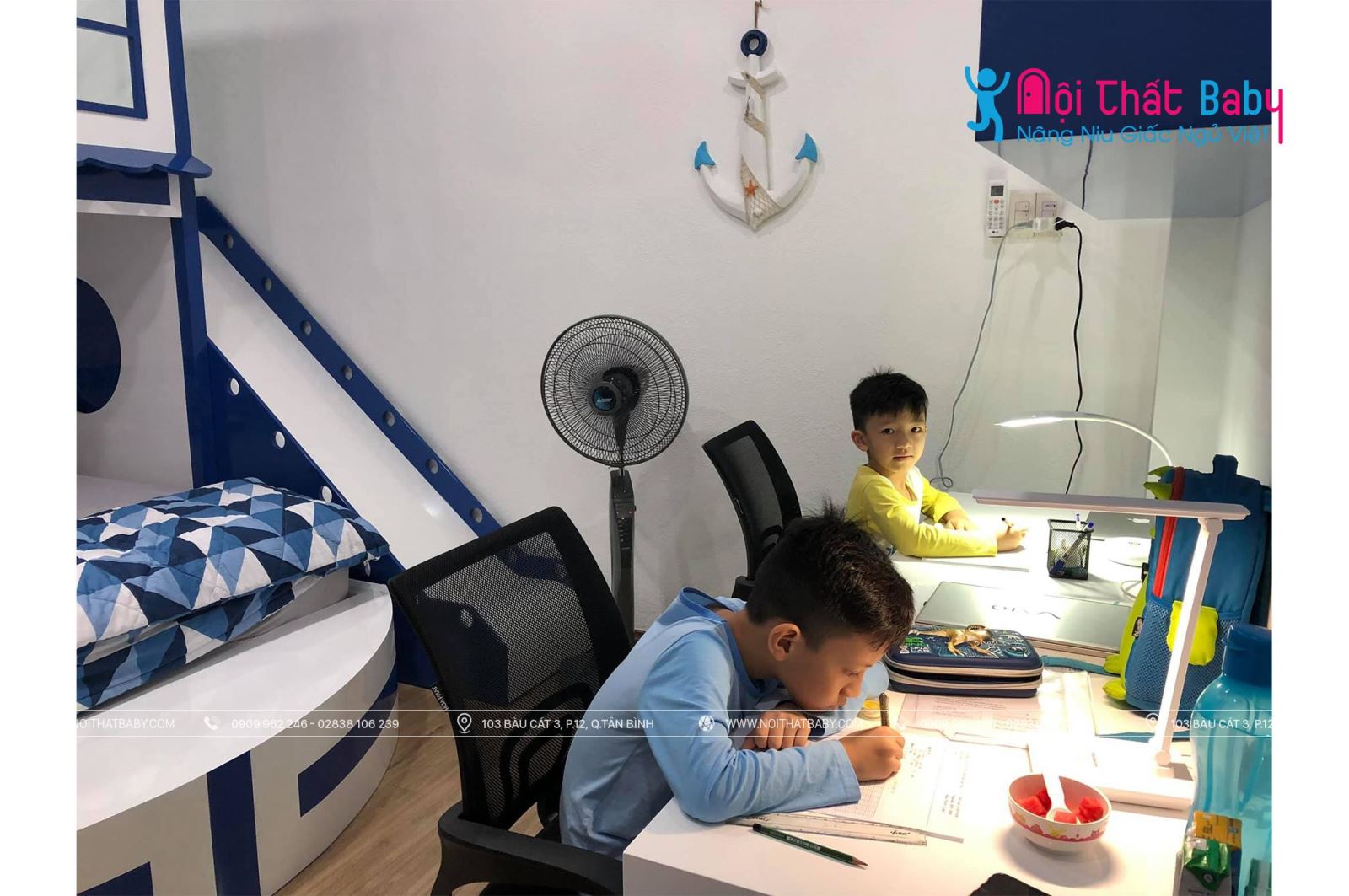 Công trình thực tế phòng ngủ bé trai với mẫu giường tầng siêu xinh nhà anh Hiển - Biên Hòa